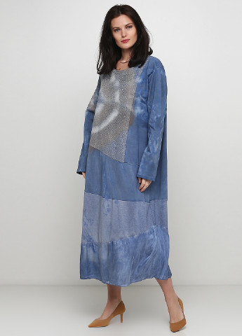 Синее кэжуал платье оверсайз Made in Italy градиентное ("омбре")