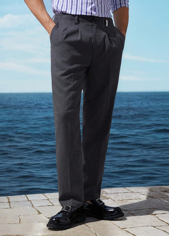 Темно-серые кэжуал, классические демисезонные прямые брюки SHEIN