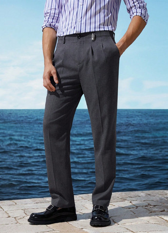 Темно-серые кэжуал, классические демисезонные прямые брюки SHEIN