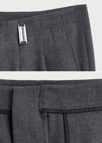 Темно-серые кэжуал, классические демисезонные прямые брюки SHEIN