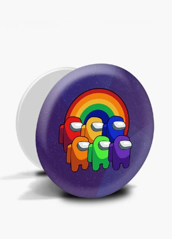 Попсокет (Popsockets) держатель для смартфона Амонг Ас (Among Us) (8754-2595) Черный MobiPrint (216836440)