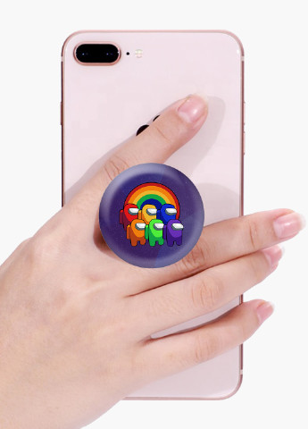 Попсокет (Popsockets) держатель для смартфона Амонг Ас (Among Us) (8754-2595) Черный MobiPrint (216836440)