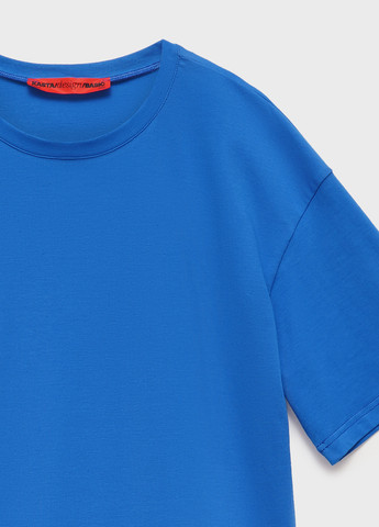 Костюм (футболка, велосипедки) KASTA design однотонний синій кежуал трикотаж, бавовна
