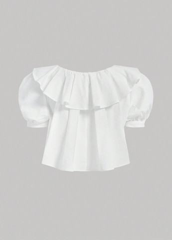 Белая блуза с баской SHEIN