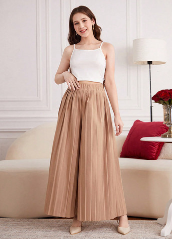 Темно-бежевый летний костюм (жакет, топ, брюки) SHEIN