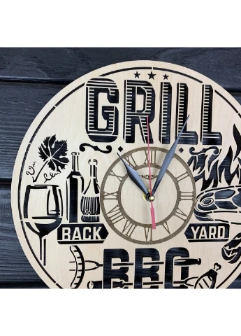 Оригинальные настенные часы из дерева «Гриль BBQ» 7Arts (253566378)