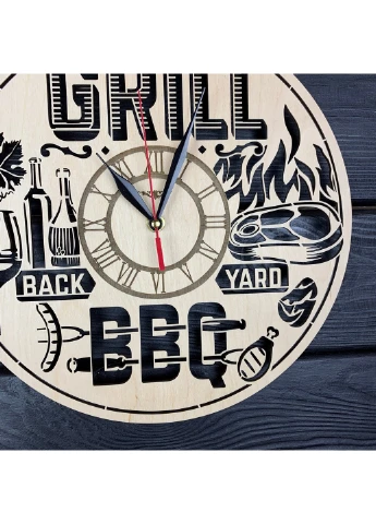 Оригинальные настенные часы из дерева «Гриль BBQ» 7Arts (253566378)