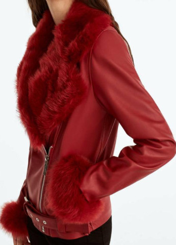 Темно-червона демісезонна куртка шкіряна Uterque