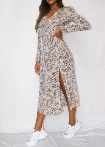 Бежева кежуал плаття, сукня Missguided з квітковим принтом