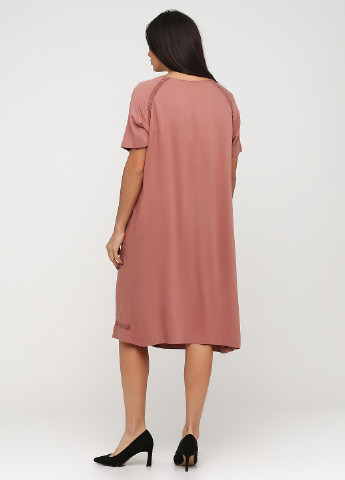 Розово-коричневое кэжуал платье платье-футболка Sassofono однотонное