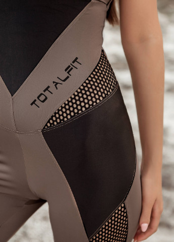 Комбінезон TOTALFIT комбінезон-брюки напис кавовий спортивний трикотаж, поліамід
