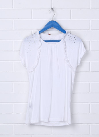 Белая однотонная блузка с коротким рукавом Miss Blumarine летняя