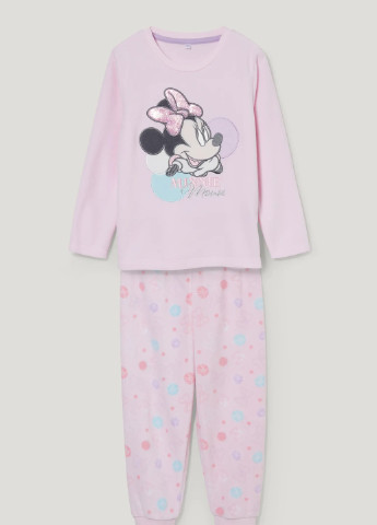 Розовая всесезон флисовая пижама для девочки 2153183 C&A
