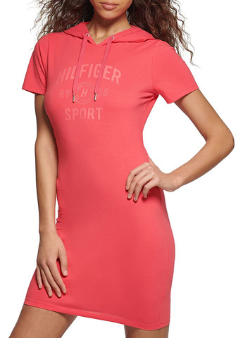 Розовое кэжуал платье платье-футболка Tommy Hilfiger с надписью