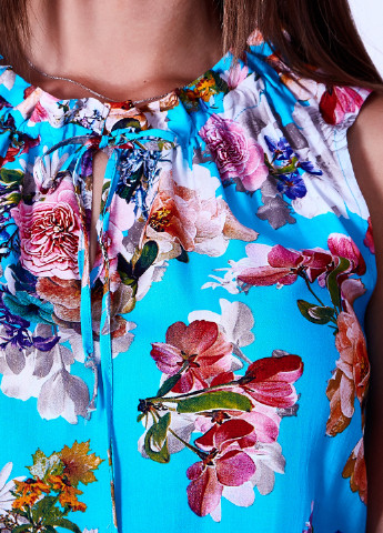Бирюзовое кэжуал платье Gioia с цветочным принтом