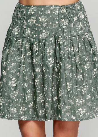 Оливково-зеленая кэжуал цветочной расцветки юбка Bangkok Look мини