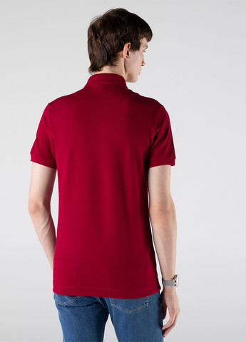 Бордовая футболка-поло для мужчин Lacoste с логотипом