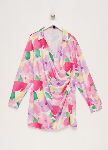Комбинированное кэжуал платье рубашка Boohoo с цветочным принтом