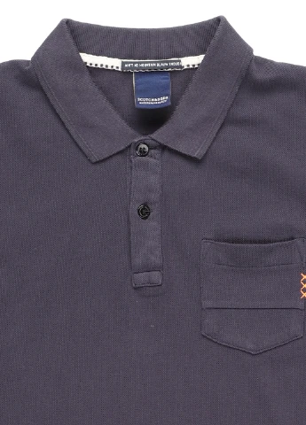 Темно-синяя футболка-поло для мужчин Scotch & Soda однотонная