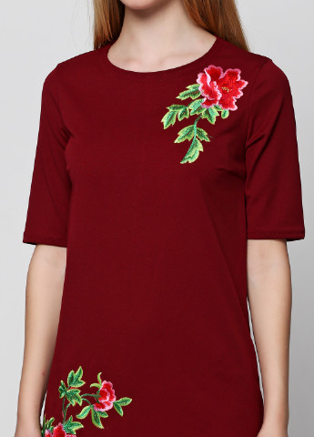 Бордовое кэжуал платье Ravol с цветочным принтом