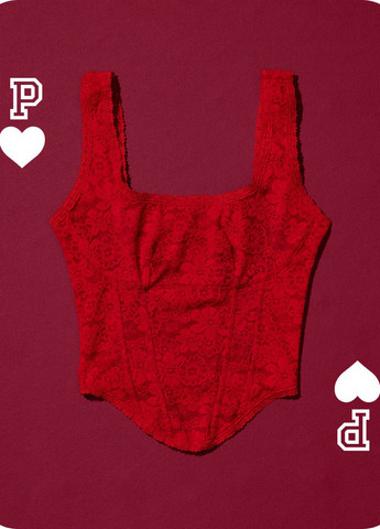 Червоний демісезонний комплект (корсет, трусики) Victoria's Secret