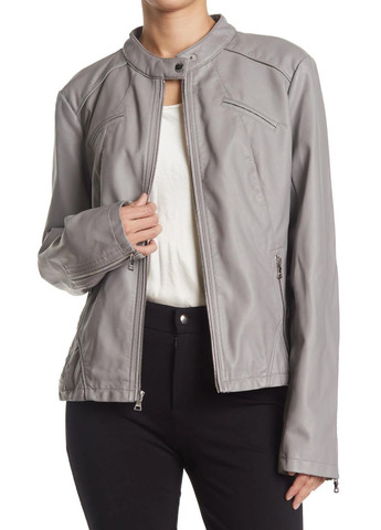 Сіра демісезонна куртка байкерська Guess