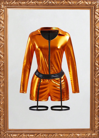 Помаранчево-червоний демісезонний комплект (комбінезон, підв'язки, кільця для ніг) SHEIN