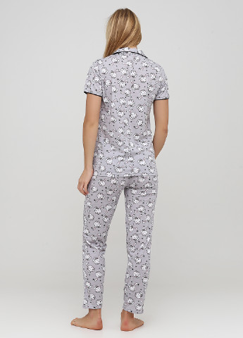 Серая всесезон пижама (рубашка, брюки, повязка) рубашка + брюки Pijamoni