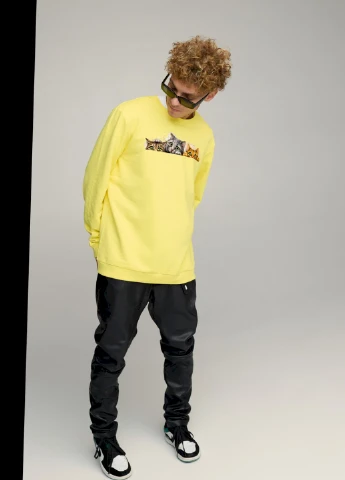 Желтый світшот чоловічий oversize /no flis/ YAPPI рисунок (254557723)