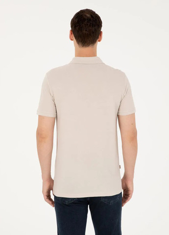 Бежевая футболка-поло для мужчин Pierre Cardin однотонная