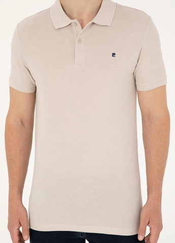 Бежевая футболка-поло для мужчин Pierre Cardin однотонная