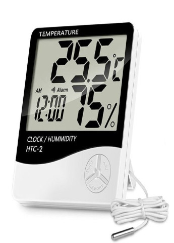 Термометр електронний з годинником метеостанція з виносним датчиком HTC-2 No Brand (253644888)