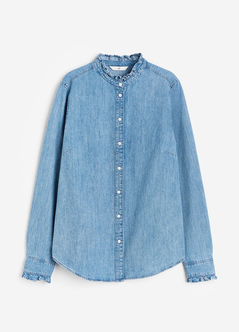 Голубой джинсовая рубашка однотонная H&M