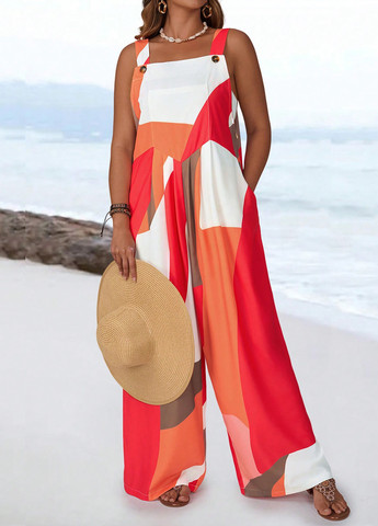 Комбинезон SHEIN комбинезон-брюки колор блок комбинированный кэжуал полиэстер