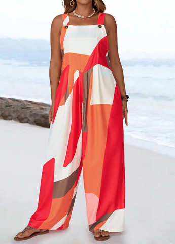 Комбинезон SHEIN комбинезон-брюки колор блок комбинированный кэжуал полиэстер