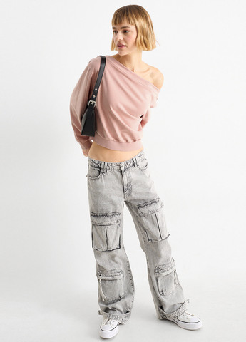 Світло-рожевий світшот C&A однотонний без декору (362157918)