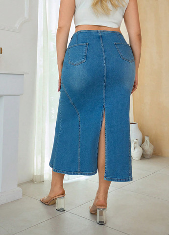 Синяя джинсовая меланж юбка SHEIN годе