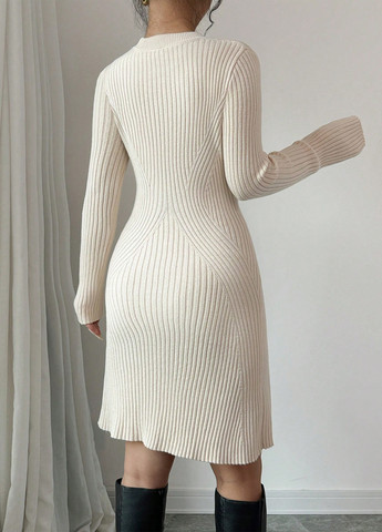 Кремова кежуал сукня футляр SHEIN однотонна