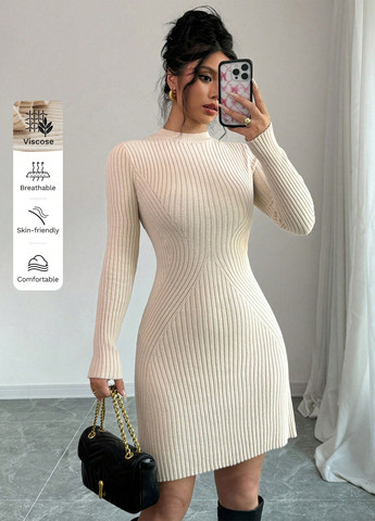 Кремова кежуал сукня футляр SHEIN однотонна