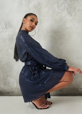 Синее коктейльное платье Missguided однотонное