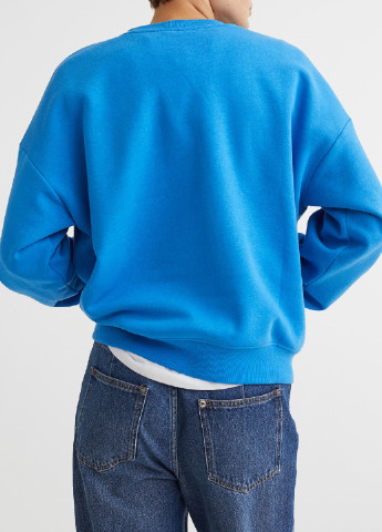 Свитшот H&M - крой рисунок голубой кэжуал - (254112249)