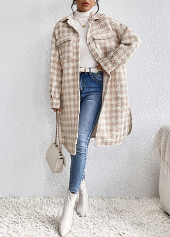 Бежеве демісезонне Пальто пальто-сорочка SHEIN