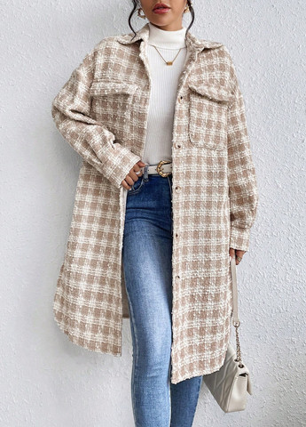 Бежеве демісезонне Пальто пальто-сорочка SHEIN