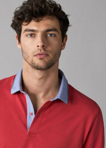 Красная футболка-поло для мужчин Massimo Dutti однотонная