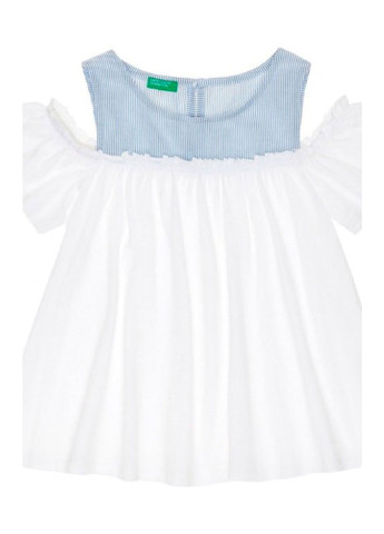 Белая однотонная блузка United Colors of Benetton летняя