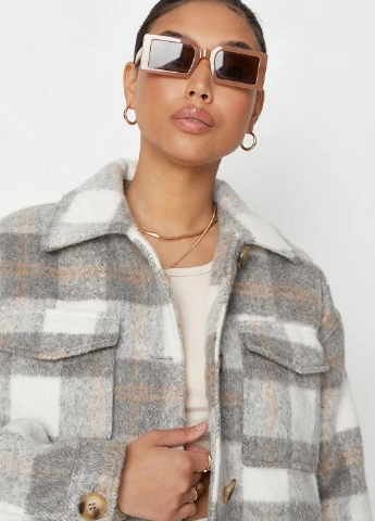 Серое демисезонное Пальто однобортное Missguided