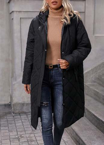 Черная зимняя куртка куртка-пальто SHEIN