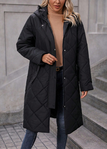 Черная зимняя куртка куртка-пальто SHEIN