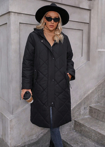 Черная зимняя куртка куртка-пальто SHEIN