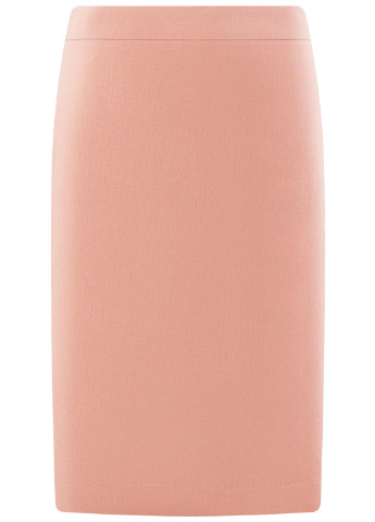 Светло-розовая офисная однотонная юбка Oodji миди